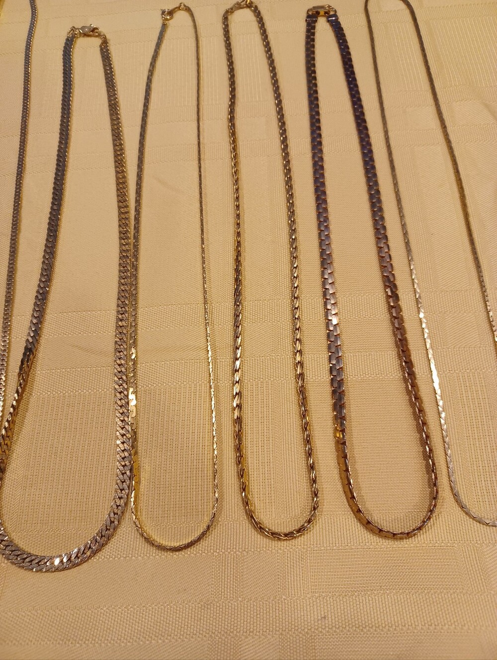 Vintage GOLDTONE HERRINGBONE NECKLACES